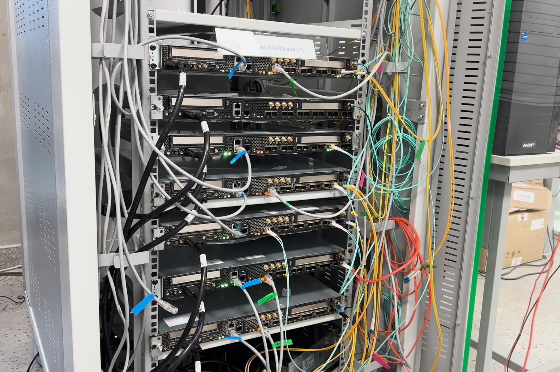 The base station chassis running the distributed and central units